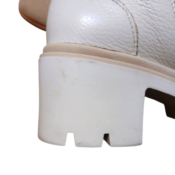 Antonio de Faria Lola Lug Sole Ankle Chelsea Cream Leather Combat Boots Size 8 - Picture 10 of 12